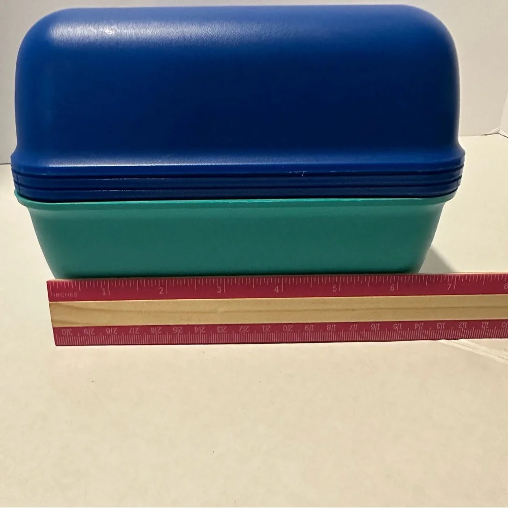 Vintage Cali Caboodle Blue Teal Pink Makeup Case Organize Sliding Tray 2602